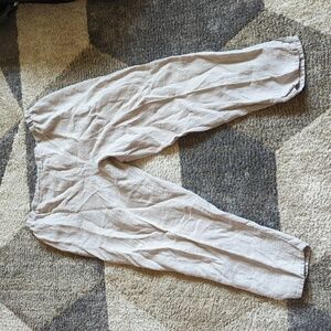 Flax Pull On Elastic Pants 100% Linen Women's Size Medium Boho Lagenlook